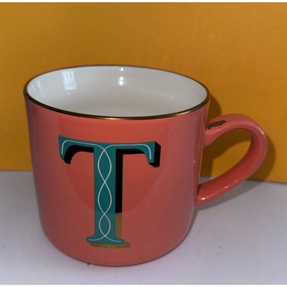 Opalhouse Monogram Stoneware Mug Set - Initial "T" - Floral & Coral Designs - 2- - Picture 7 of 12